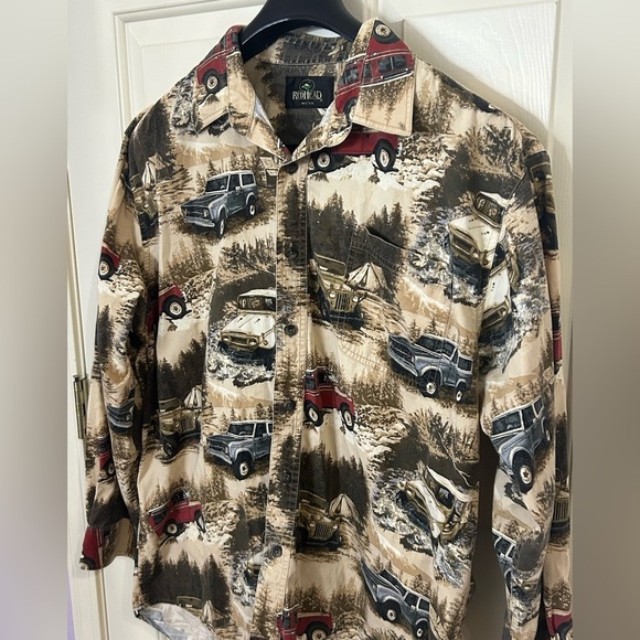 RedHead Men’s Large Broncos Jeep All Over Print Button Down Shirt - Picture 1 of 9